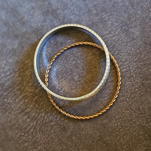 5/$25 Dainty Set of Two Twisted Textured Bangle Bracelets - Picture 4 of 4